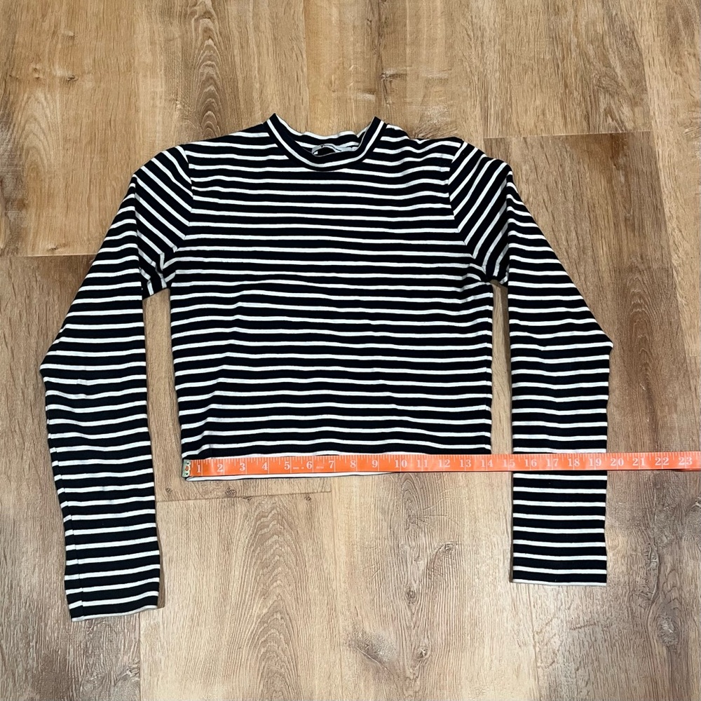 Navy and White Striped Long Sleeve Top